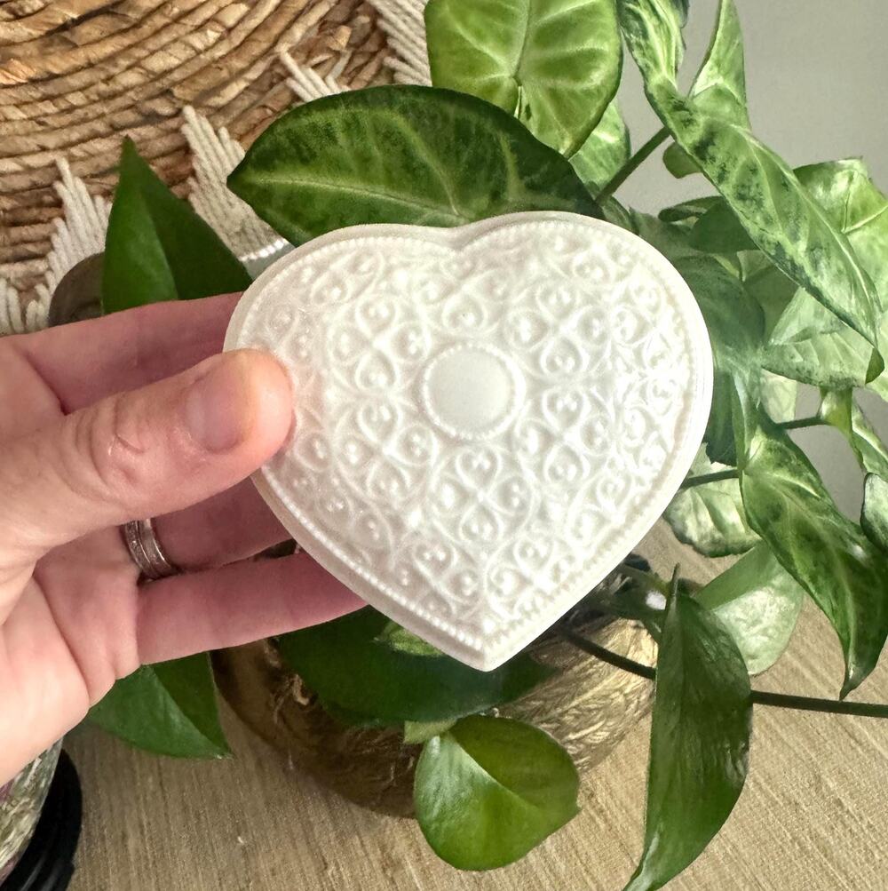 Vintage 1980s Andrea by Sadek Embossed Porcelain Heart Jewelry Trinket Box